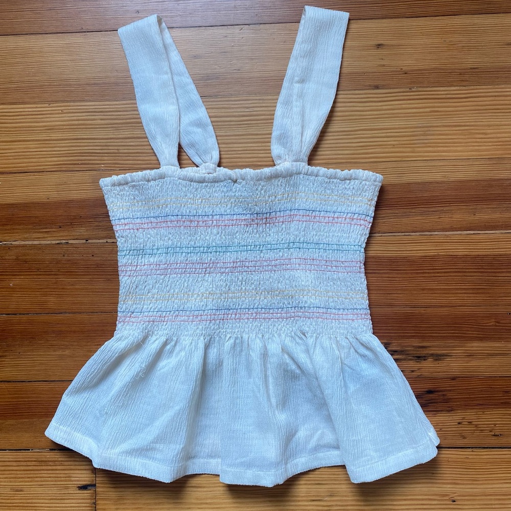 Madewell linen peplum tank top. Subtle colors